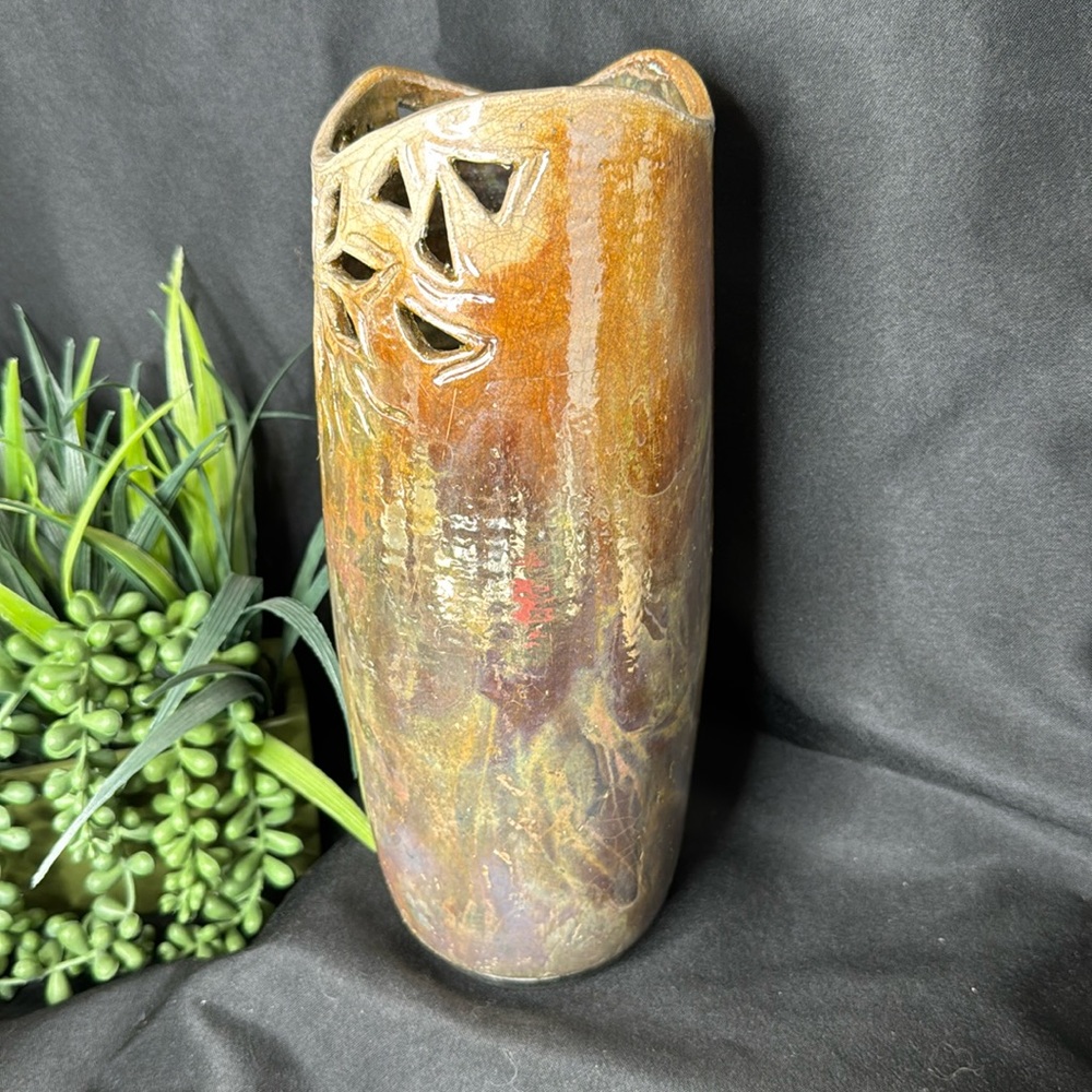 Stamped ROYCROFT RENAISSANCE Raku pottery vase - Picture 2 of 13